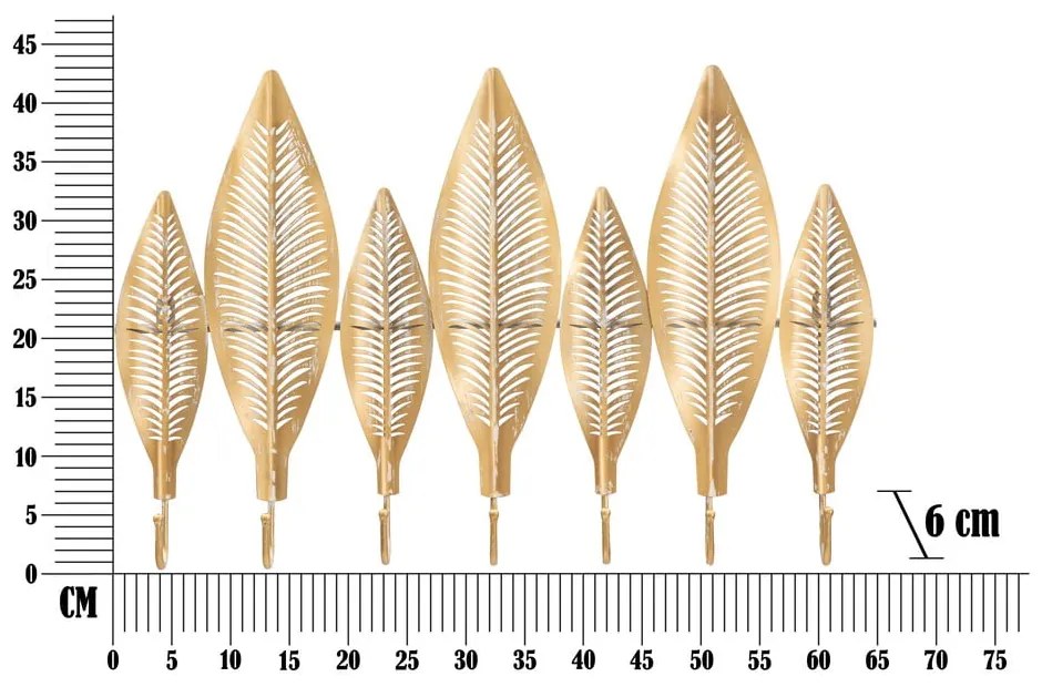 Metalowy wieszak ścienny w kolorze złota Long Leaf – Mauro Ferretti