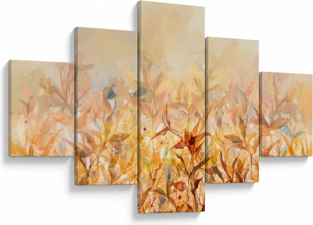 Obraz - Liście w jesiennych kolorach, obraz olejny (125x70 cm)