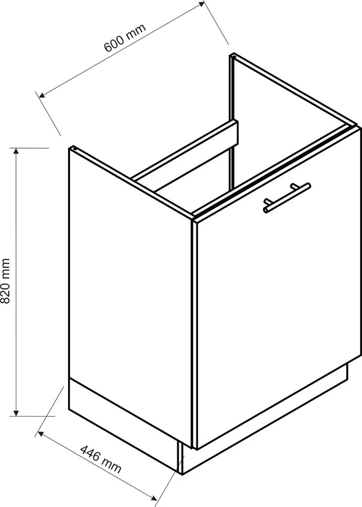 Szafka pod zlewozmywak 60 cm grafit Rufi