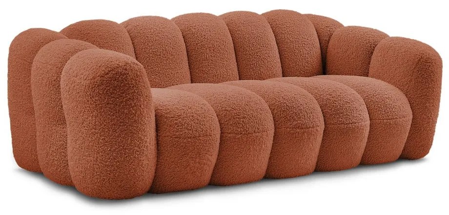 Ceglasta sofa z materiału bouclé 232 cm Hippolyte – Bobochic Paris