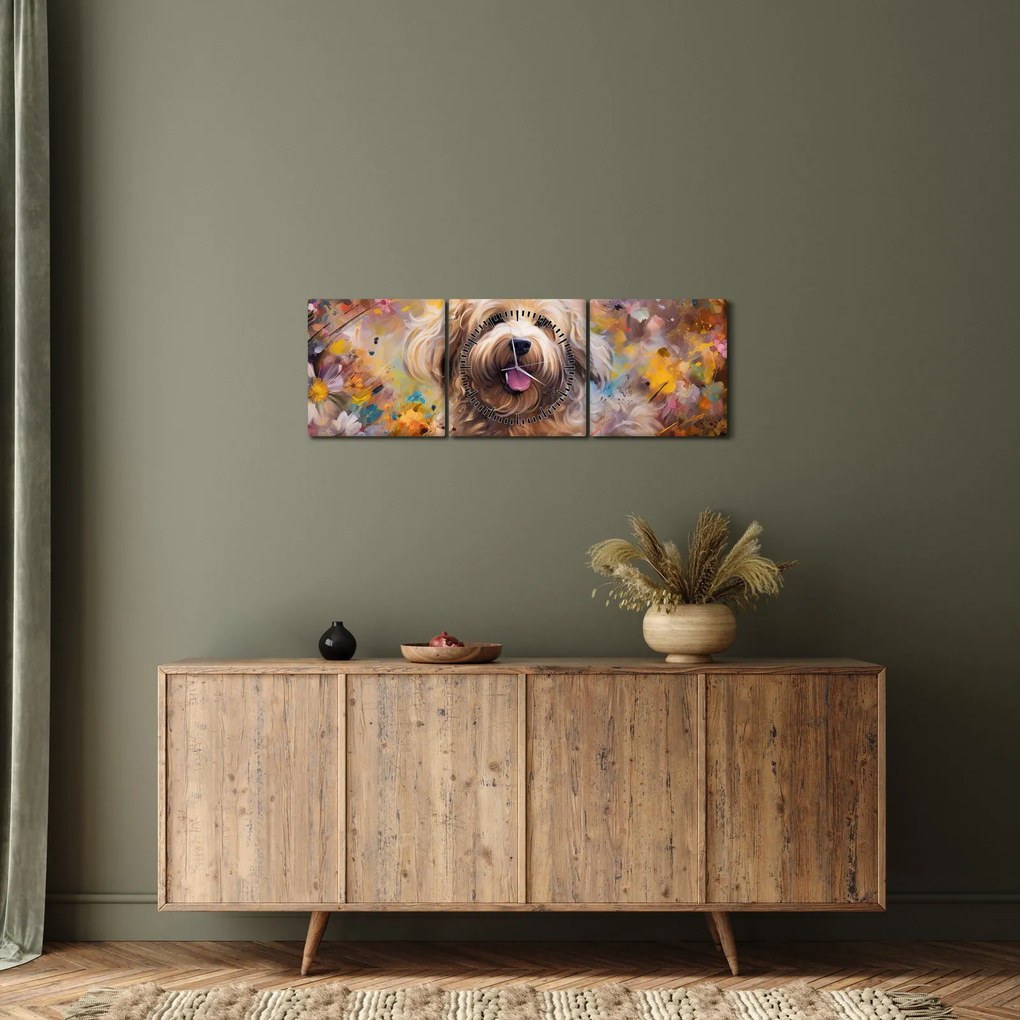 Obraz - Happy Dog II. (z zegarem) (90x30 cm)