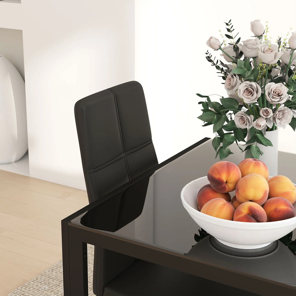 HOMCOM Zestaw do jadalni: stół i 4 krzesła, oszczędzający miejsce, grupa stołowa, Czarny