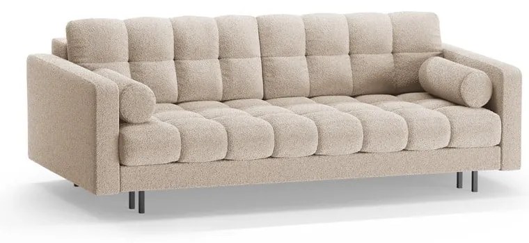 Beżowa rozkładana sofa ze schowkiem z materiału bouclé 222 cm Bali – Cosmopolitan Design