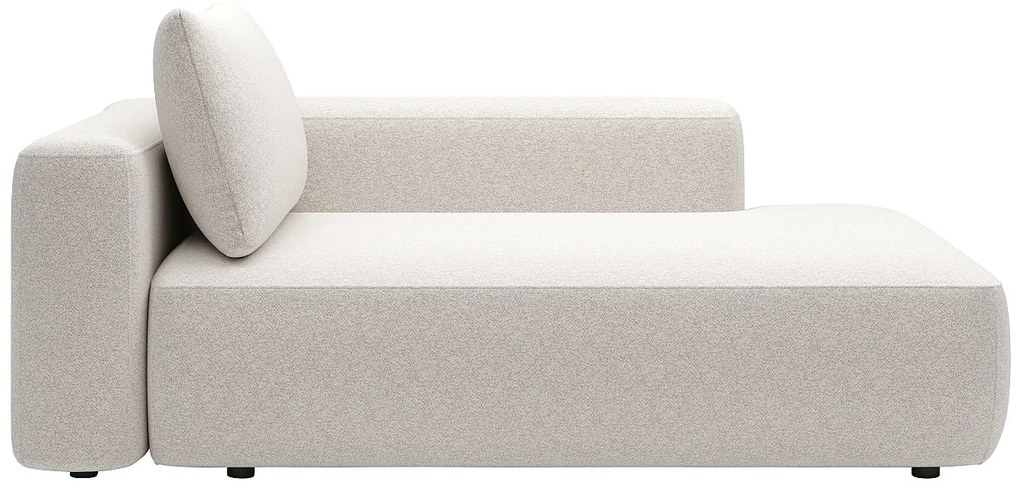 Szezlong prawy z kremowej melanżowej tkaniny DAVISO