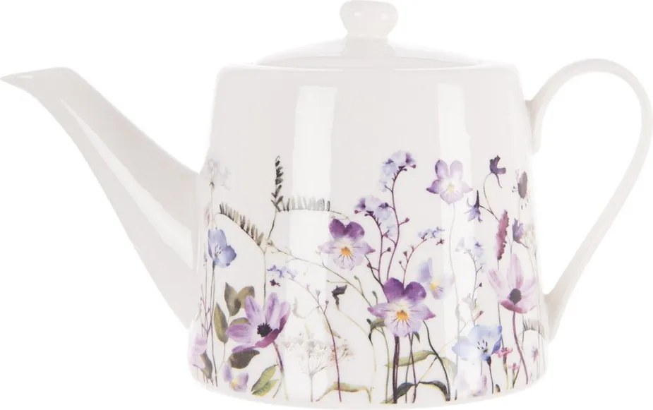 Biało-fioletowy porcelanowy dzbanek do herbaty 1 l Louka – Orion