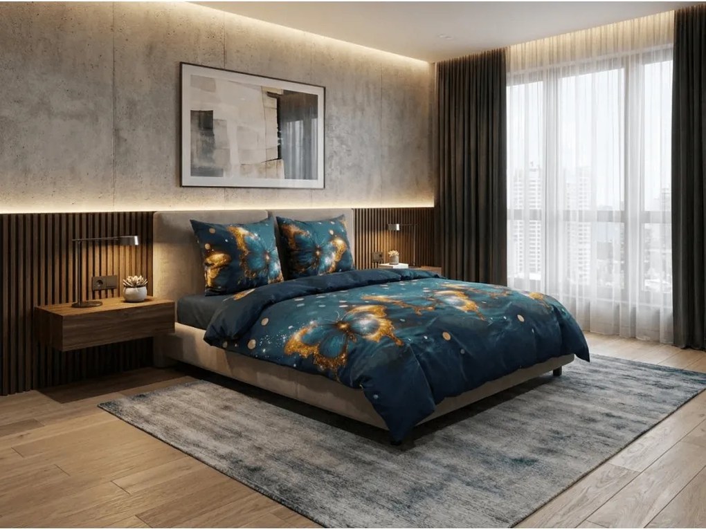 PrzytulneMieszkanie.pl PrzytulneMieszkanie.pl Pościel z mikrofibry MYSTIC BUTTERFLY niebieska Rozmiar pościeli: 70 x 80 cm | 140 x 200 cm