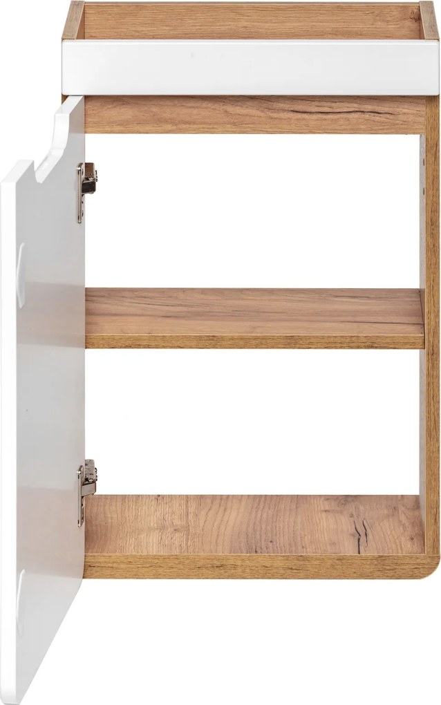 Wąska szafka podumywalkowa 40 cm, Aruba 826 FSC, dąb craft złoty/biały połysk