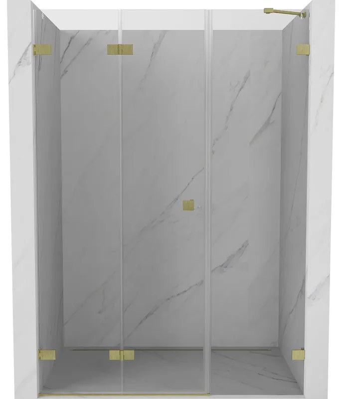Mexen Lunar-F drzwi prysznicowe składane lewe 125 cm, transparent, złote szczotkowane - 836S-125-050-55-00-L