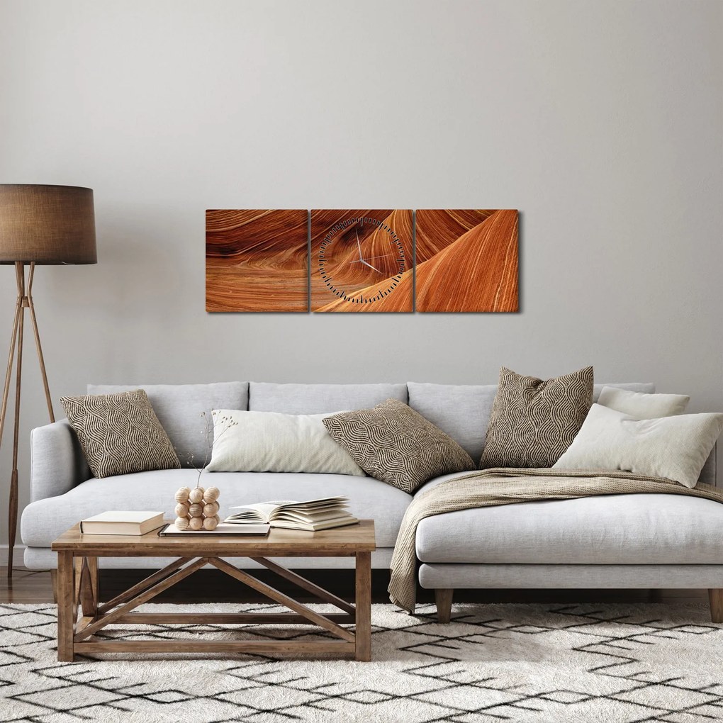 Obraz - Czerwony piasek (z zegarem) (90x30 cm)