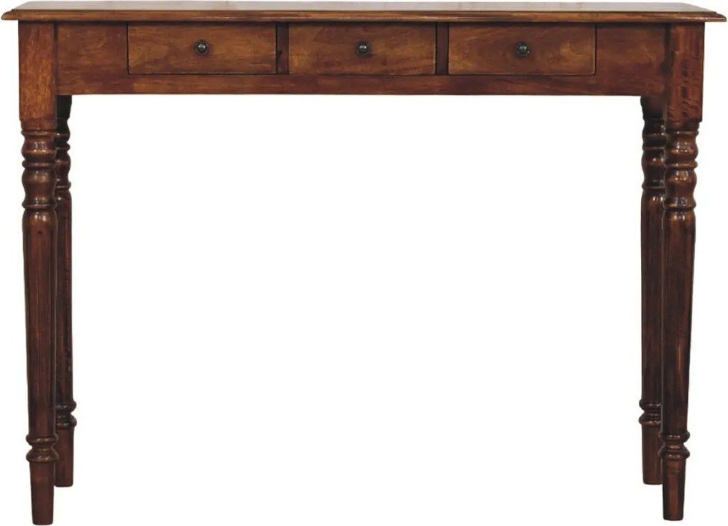 Artisan Furniture Lite drewno Konsola z 3 Szufladami i Tocznymi Nóżkami w Odcieniu Kasztanowym