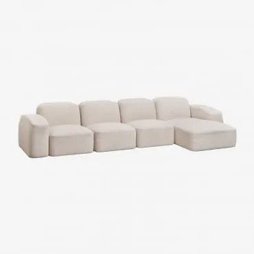 Bastian 4-częściowa Sofa Modułowa Z Leżanką Prawostronną Szenila Gruba Biała - Sklum
