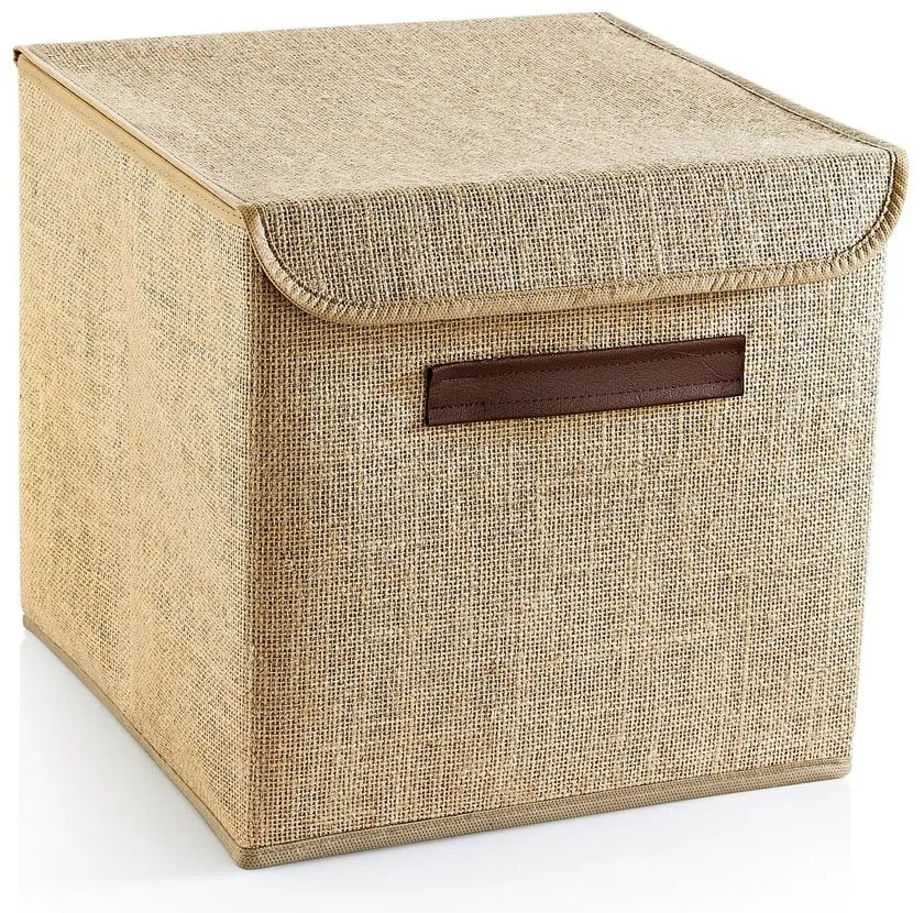 Jasnobrązowy pojemnik z pokrywką z juty 30x30x30 cm – Mioli Decor