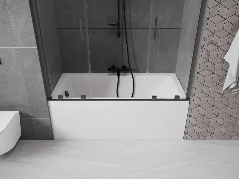 Mexen Velar Duo parawan nawannowy 2-skrzydłowy rozsuwany 140 x 150 cm, transparent, czarny - 896-140-000-02-70