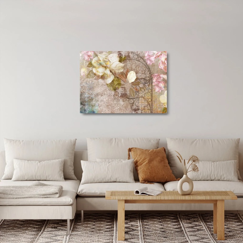 Obraz na szkle - Ozdoba kwiatowa (70x50 cm)