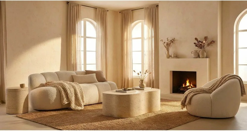 Biała sofa z materiału bouclé 145 cm Ball – Mauro Ferretti