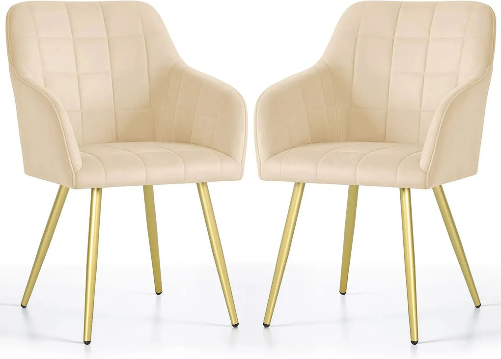 Zestaw 2 beżowych krzeseł pikowanych glamour C5-G26