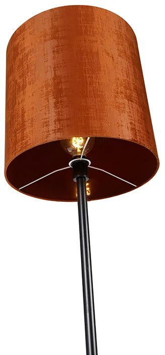 Lampa stojąca z czarnym abażurem z aksamitu w kolorze pomarańczowym 40 cm - Simplo Nowoczesny Oswietlenie wewnetrzne