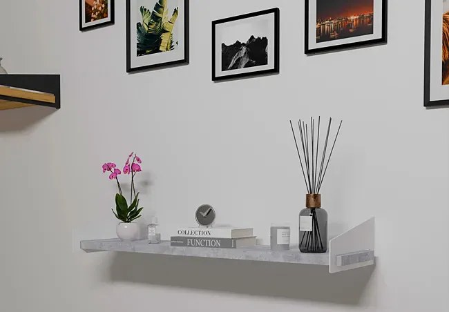 Nowoczesna półka ścienna biały + beton L9-G01
