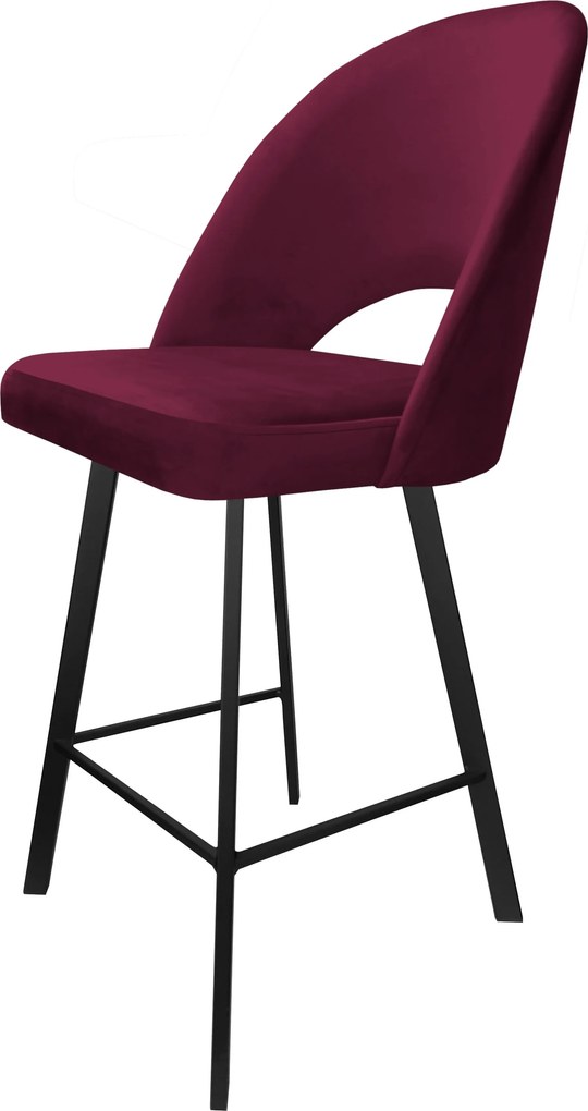 Hoker POLO krzesło barowe tkanina Welur podstawa metalowa hoker do kuchni : Kolor nogi - Czarna profil, Kolor tkaniny - VELVET - MG02, Typ siedziska - Siedzisko stałe