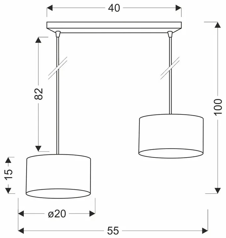 Szara podwójna lampa wisząca - D254 Gandawa 10X