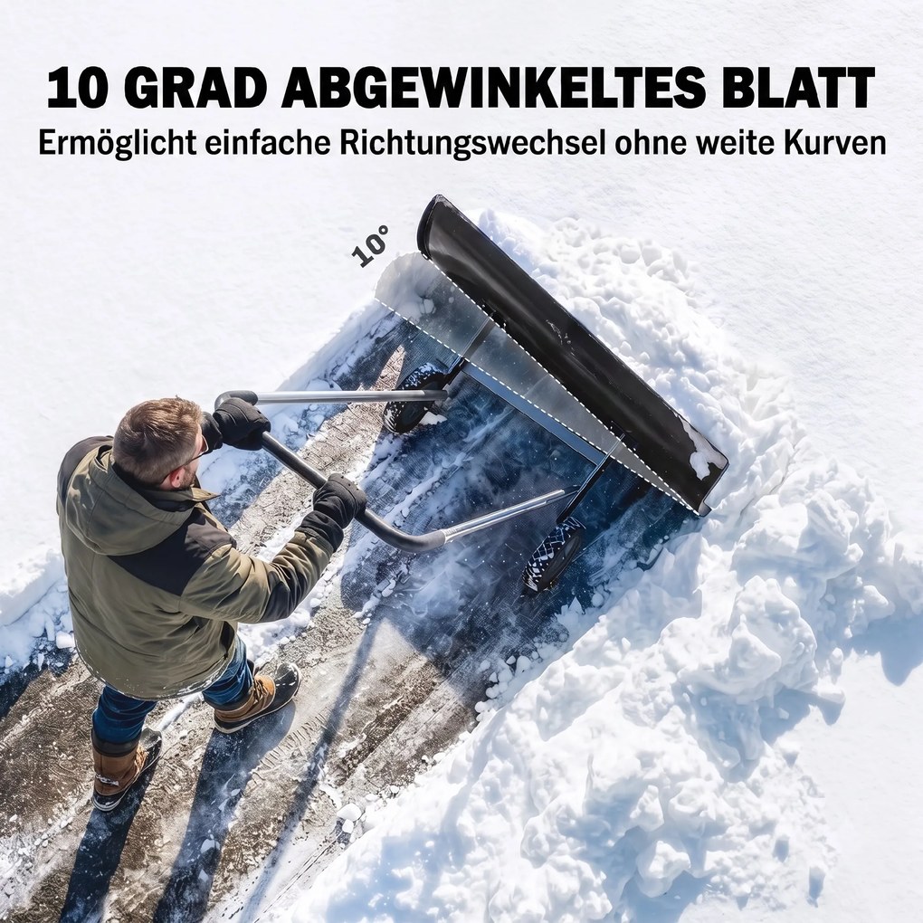 Outsunny Duży pług do śniegu 95 cm extra szeroki aluminiowa łopata z kółkami regulowany i antypoślizgowy uchwyt, kątowy | Aosom PL