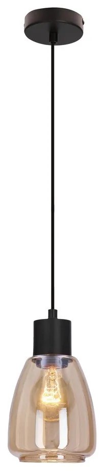 Czarna lampa wisząca ze szklanym kloszem ø 12 cm Moldo – Candellux Lighting