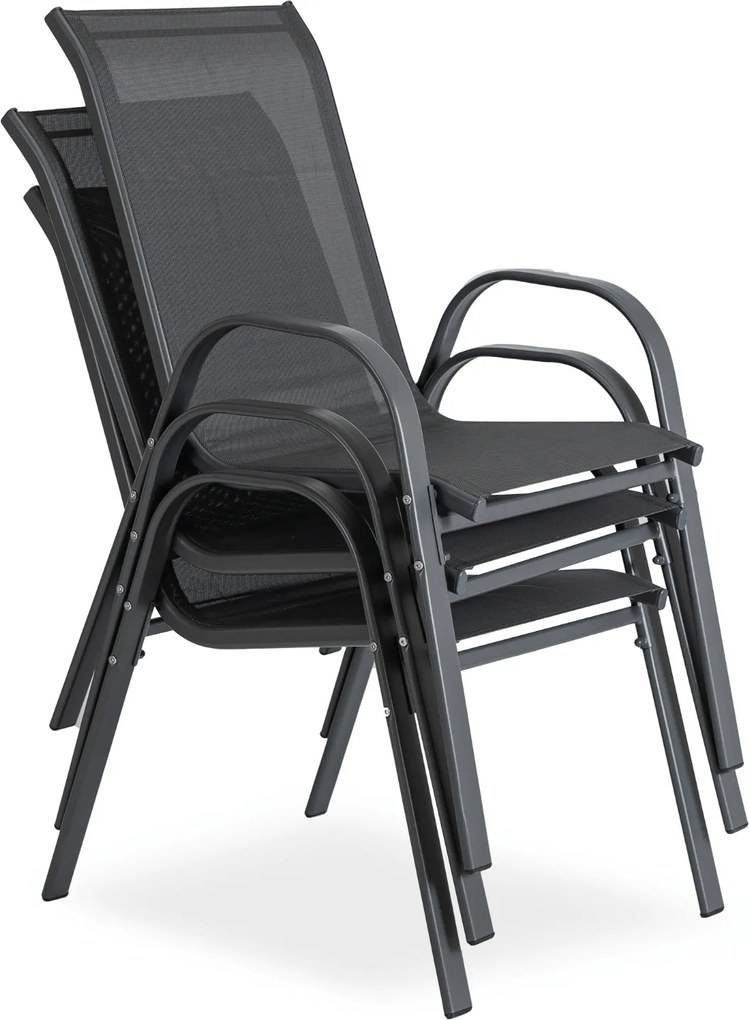 Zestaw Mebli Ogrodowych NEBRASKA Szary 6 Krzeseł Stół Tarasowy Parasol Nowoczesny