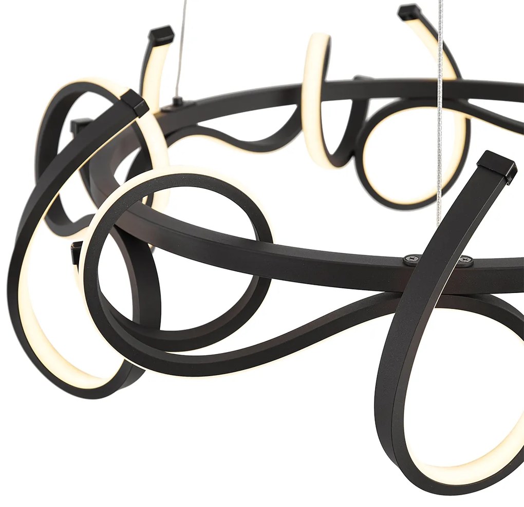 Designerska lampa wisząca czarna okrągła z 3-stopniowym ściemnianiem - Krisscross Nowoczesny Oswietlenie wewnetrzne