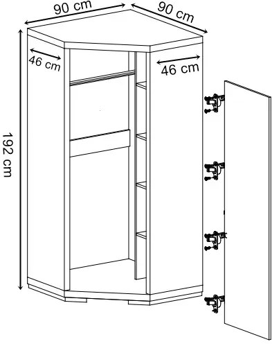 Szafa narożna w dekorze santana D4-Z77