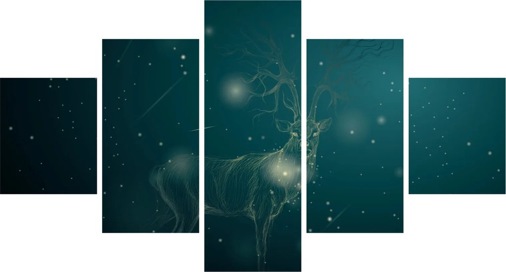 Obraz - Magiczny jeleń w nocy (125x70 cm)