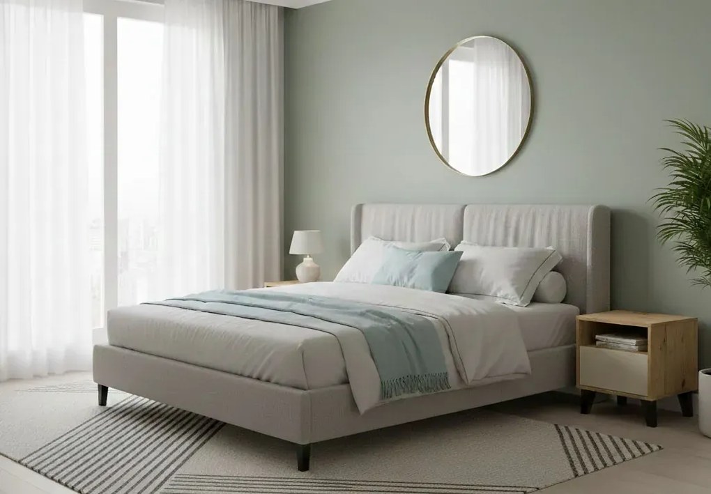 Szafka nocna na czarnych nóżkach dąb artisan + kaszmir L6-G36