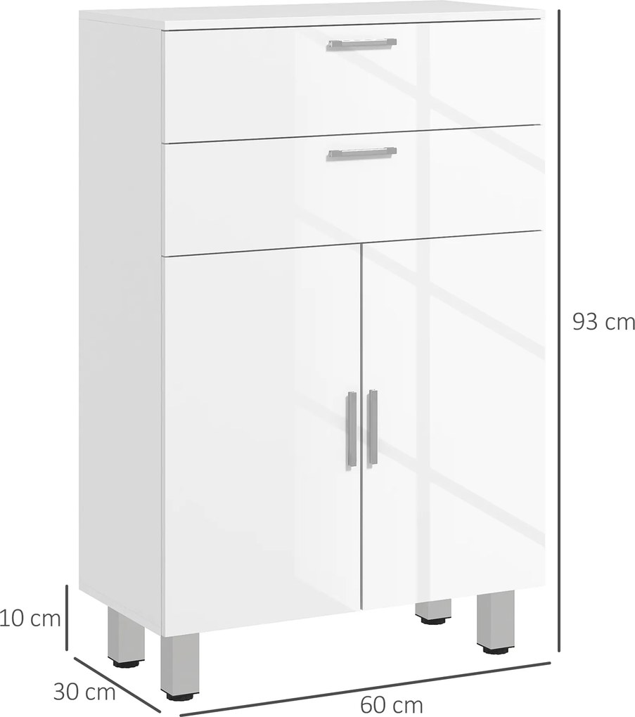 kleankin Szafka Łazienkowa, Komoda, 2 Szuflady, Regulowana Półka, Drewno, Biała