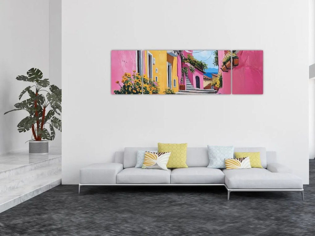 Obraz - Różowa uliczka (170x50 cm)