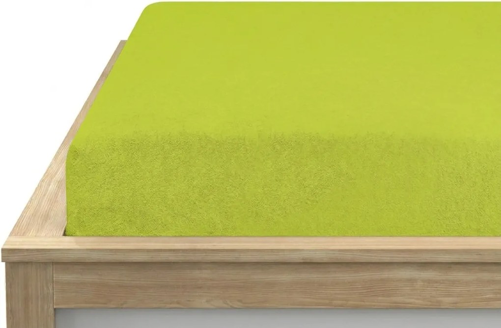 PrzytulneMieszkanie.pl Prześcieradło frotte PREMIUM limonkowe 140x200 cm