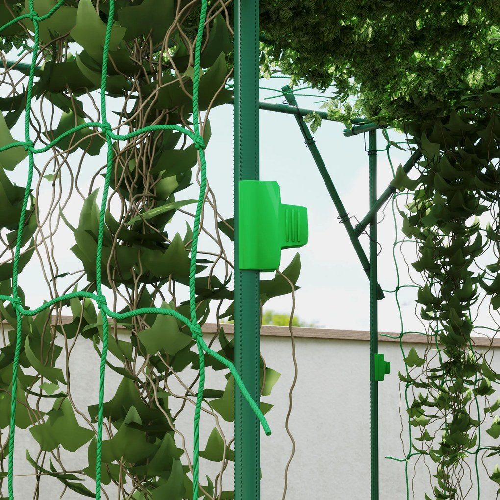 Outsunny Ranking z odpornego na rdzę stali do montażu, wspornik dla pnących roślin, Aeroż 223 x 223 x 223 cm, Łuk na róże Zielony