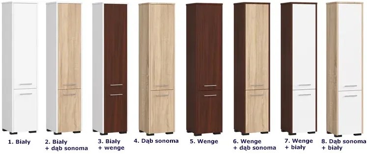 Regał łazienkowy z półkami biały + dąb sonoma W4-S74