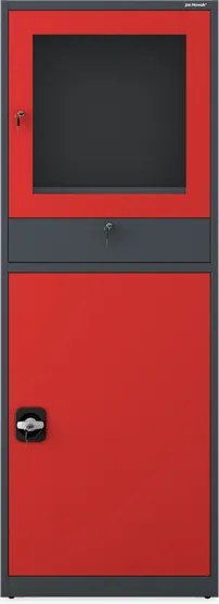 Szafa komputerowa, przemysłowa STEVE, 640 x 1750 x 630 mm, antracytowo-czerwona