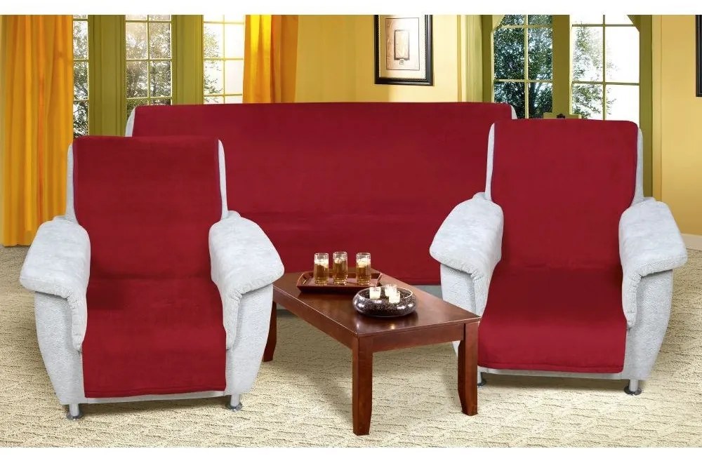 Bellatex Narzuty na kanapę i fotele Korall micro winny 3+1+1