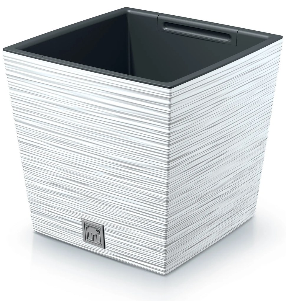 Donica ogrodowa kwadratowa Furu Square Low 24 cm biały PROSPERPLAST