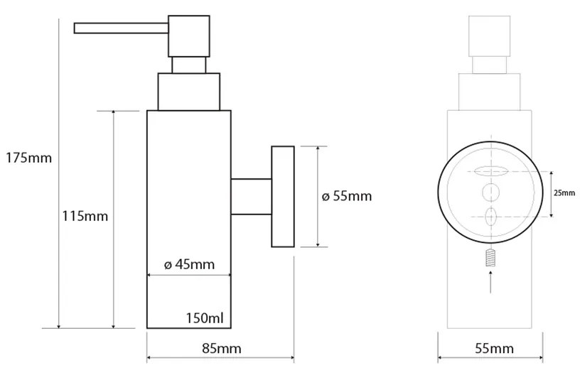 SAPHO XS100 X-Steel dozownik mydła 150 ml, szczotkowana stal nierdzewna