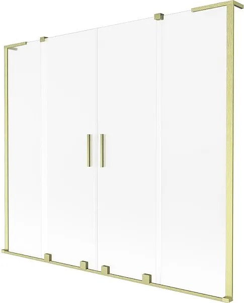 Mexen Velar L Duo parawan nawannowy 2-skrzydłowy rozsuwany 180 x 150 cm, szron, złoty szczotkowany - 896-180-003-32-55