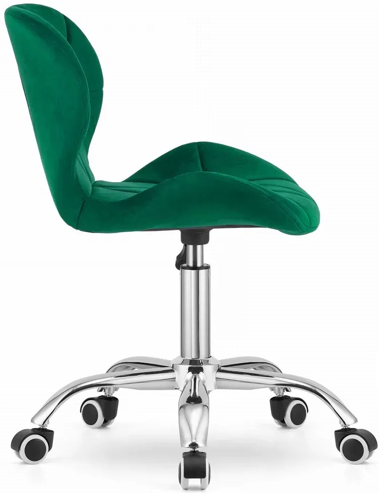 Aksamitne pikowane krzesło do biurka zielone E2-D22