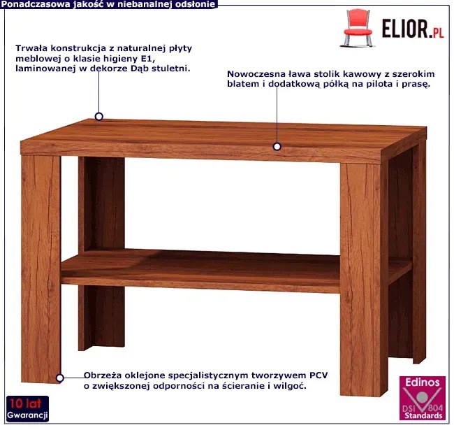 Ława stolik kawowy dąb stuletni S3-D88