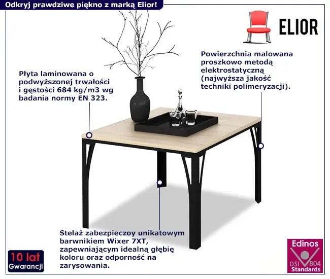 Loftowy stolik kawowy czarny + dąb sonoma H2-M59