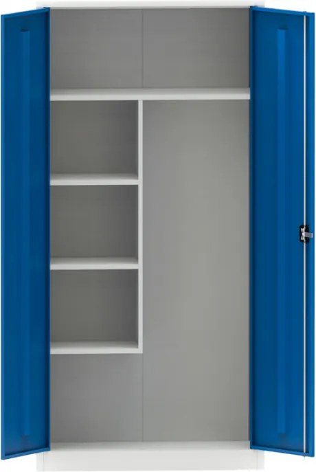 Uniwersalna szafka metalowa, 4 półki, 1950 x 800 x 400 mm, niebieskie drzwi