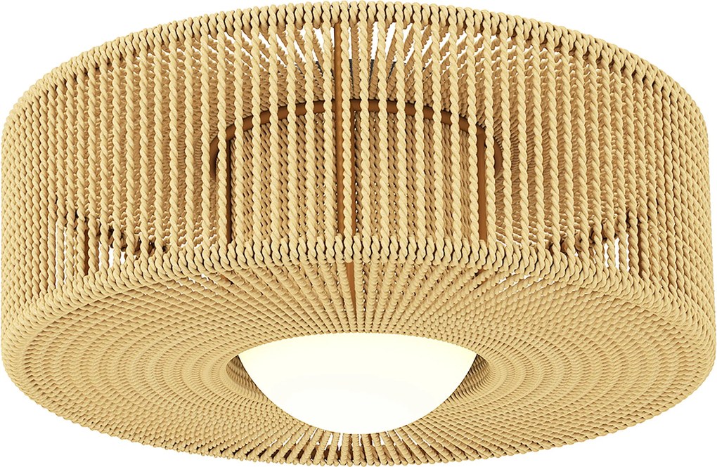 HOMCOM Lampa sufitowa, wisząca lampa boho z oprawką G9 LED, abażur ze sznurka konopnego okrągły