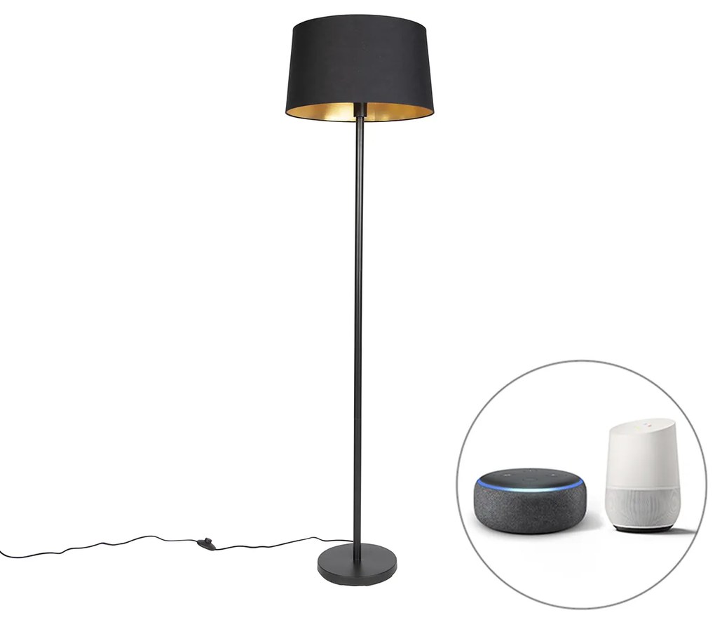 Inteligentna lampa stojąca czarna z czarnym kloszem 45 cm w tym Wifi A60 - Simplo Nowoczesny Oswietlenie wewnetrzne