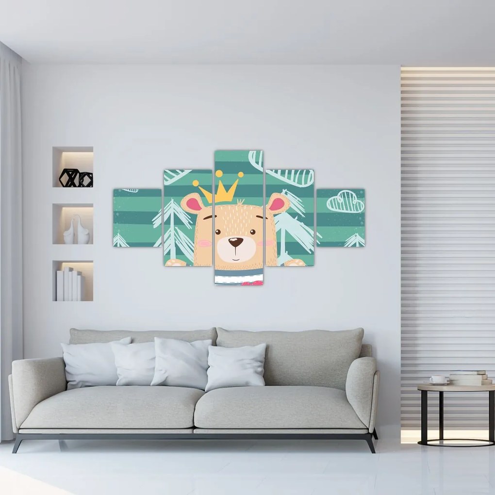 Obraz - Niedźwiadek w lesie (125x70 cm)