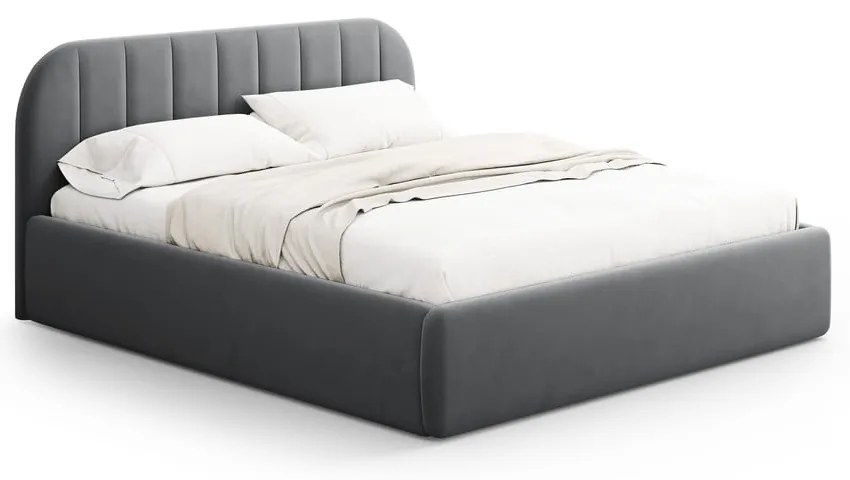 Szare tapicerowane łóżko dwuosobowe ze schowkiem ze stelażem 200x200 cm Juno – Windsor &amp; Co Sofas