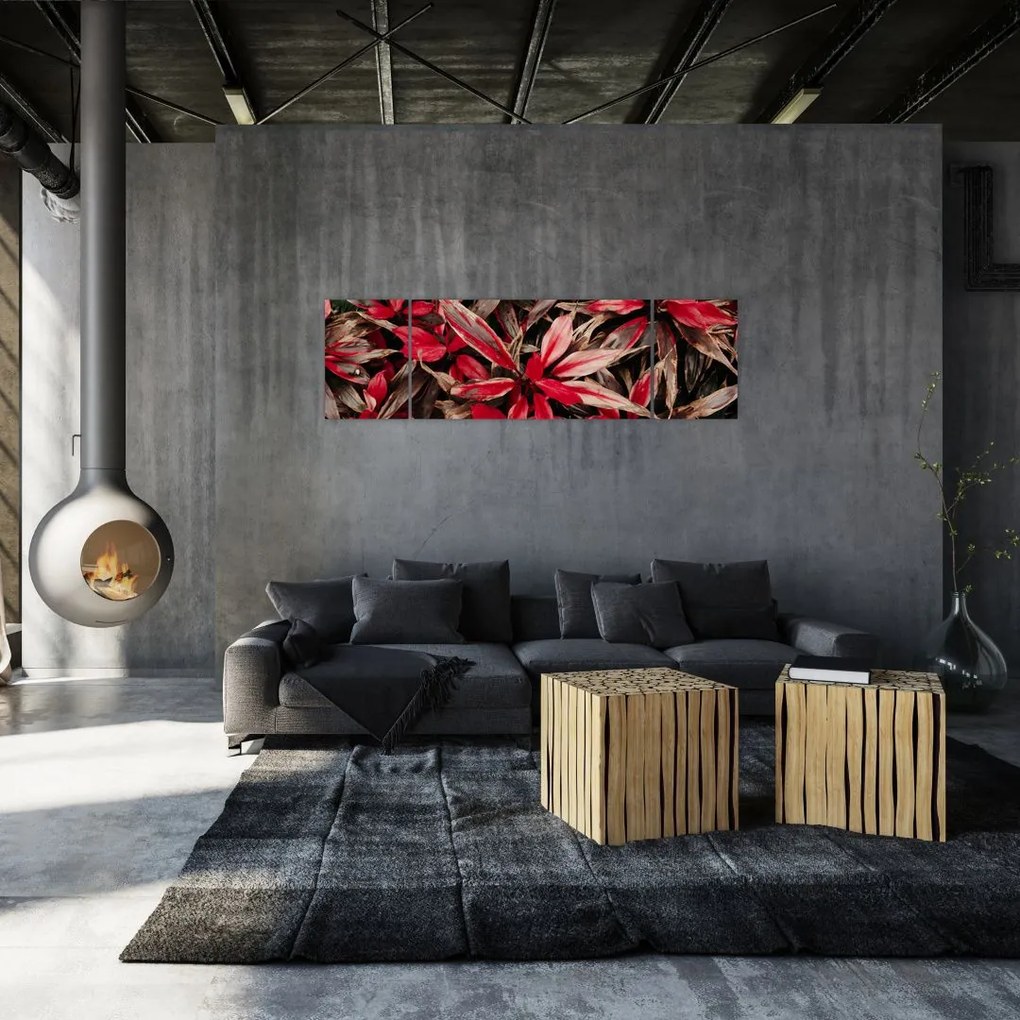 Obraz czerwonych płatków (170x50 cm)